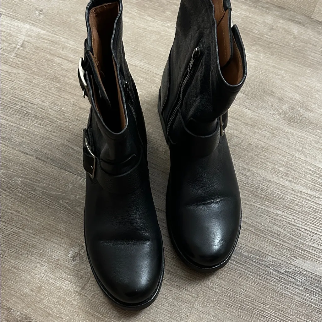 Frye Black Leather Combat & Moto Boots - Image 3