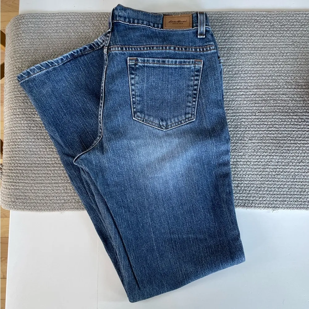 Eddie Bauer Medium Blue Mid Rise Straight Leg Bootcut Jean Size 12R - Image 4