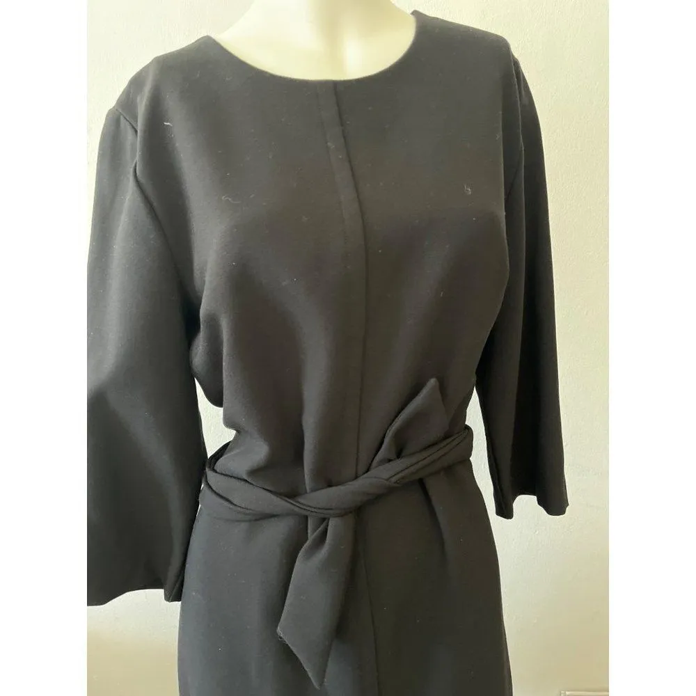 Vince Camuto 3/4 Sleeve Belted  Zippered Back Shift Dress Black Women's Sz 10 - Image 9