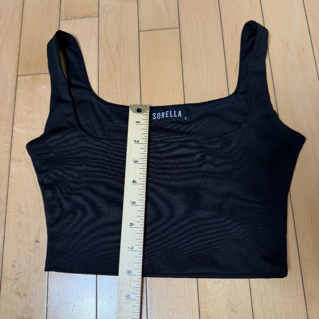 Sorella Double Layer Crop Tank Top Size Small Black Bralette - Image 7