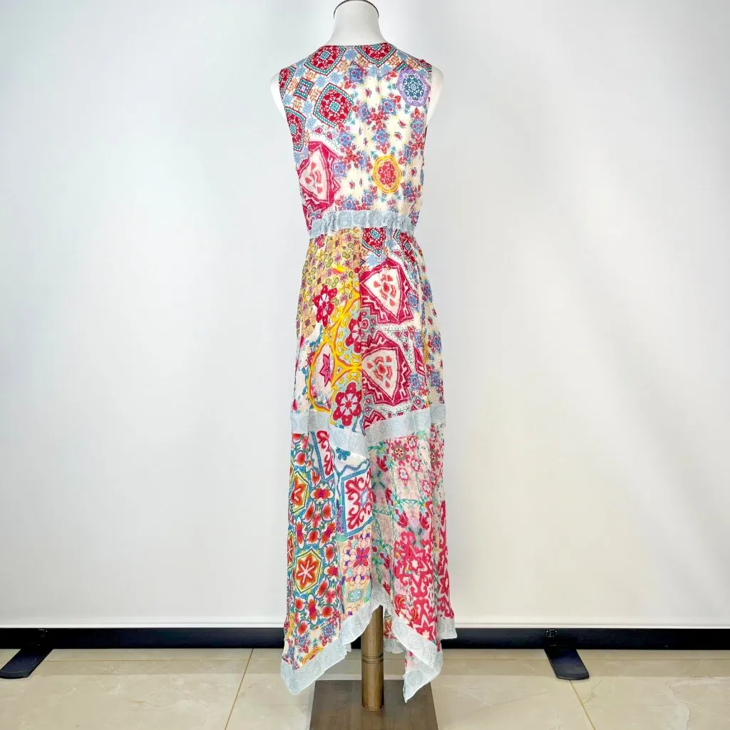 $458 NWOT Johnny Was Embroidered Irregular Asymmetry Floral Midi Shirt Dress S - Image 6