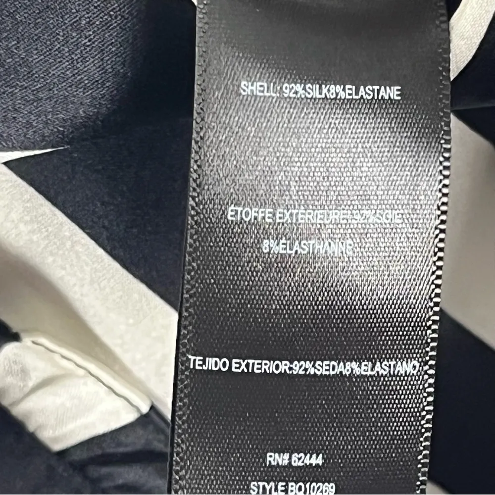 ARTELIER NICOLE MILLER Silk Blend Striped Ruffle Trim High Front Splits Pants 0 - Image 4