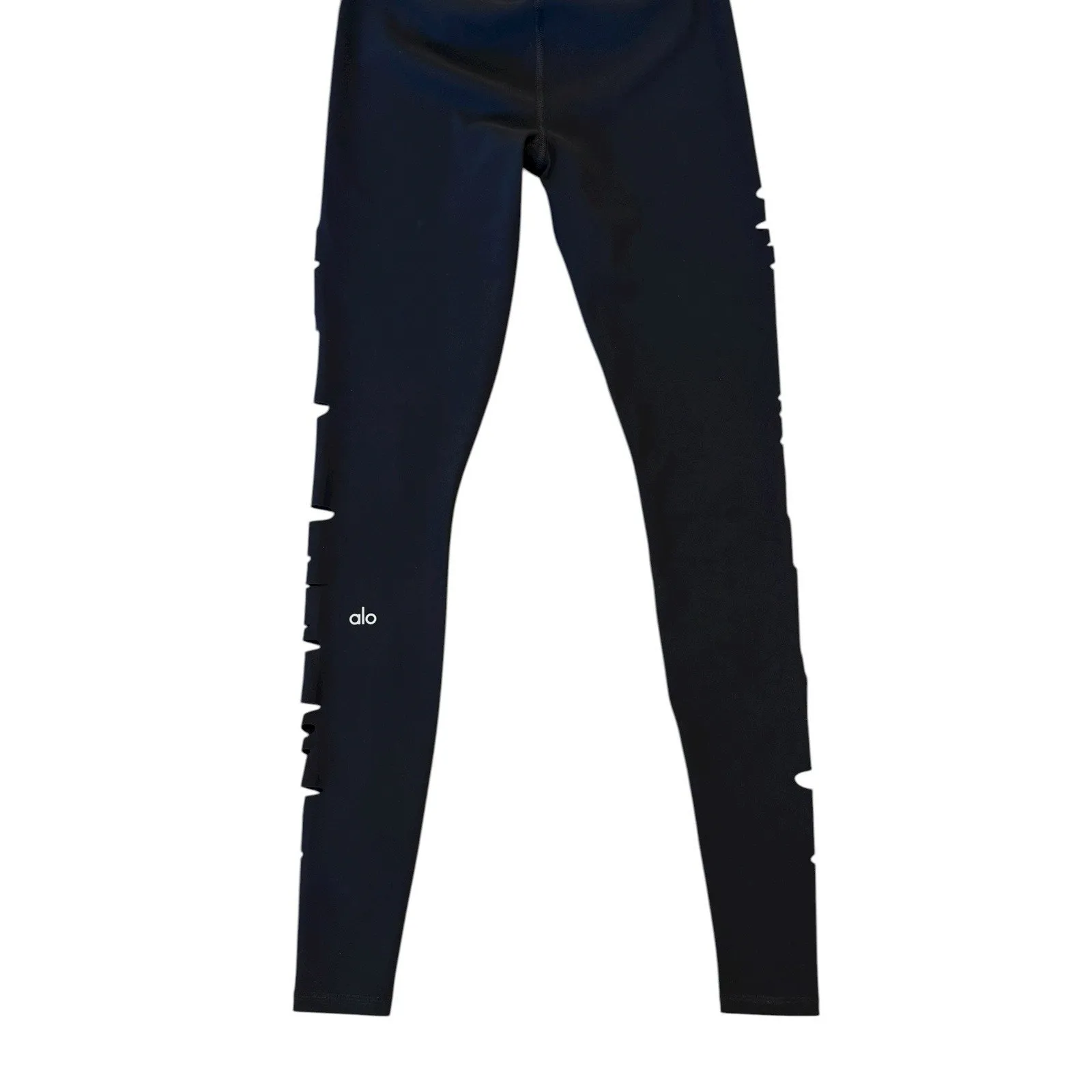 Alo Yoga High Waist Extreme Ripped Warrior Leggings Black Edgy Destroyed XXS - Image 9