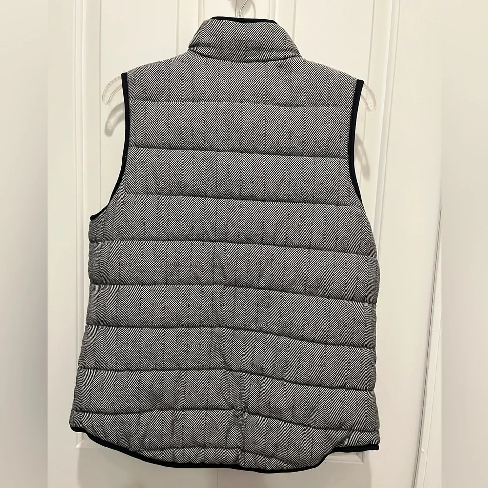 A New Day Black & White Herringbone Vest w/pockets Sz L - Image 2