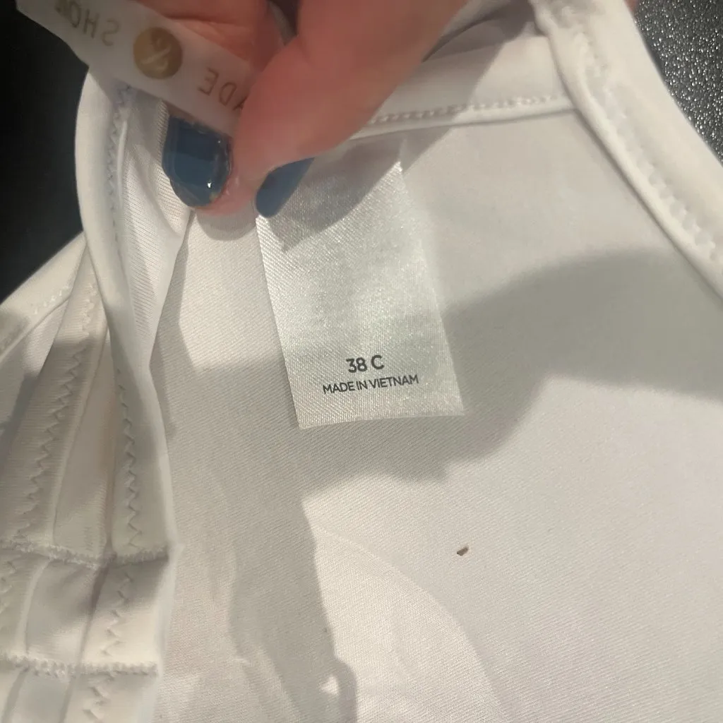 Shade & Shore 38C Bikini Two Piece Bathing Suit TOP Plain White Fishnet Top - Image 2