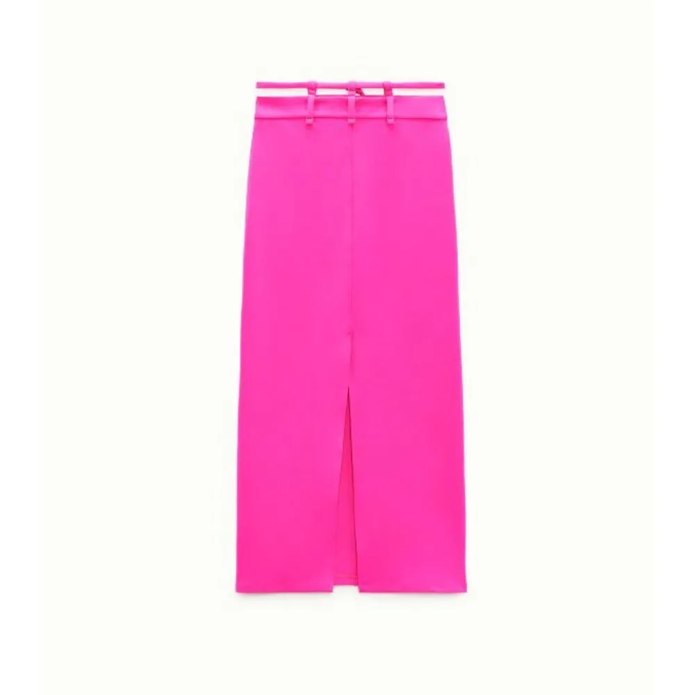 BUNDLE SET  Crop Balloon Top Midi Skirt With Belt Fuchsia Hot Barbie Pink XS - Image 12