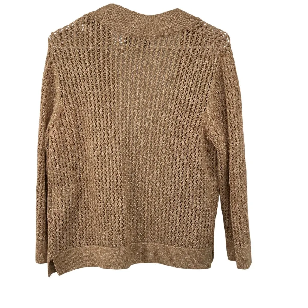 Jones Studio Gold Sparkle Open Front Cardigan Womens M Used New Years Eve - Image 13