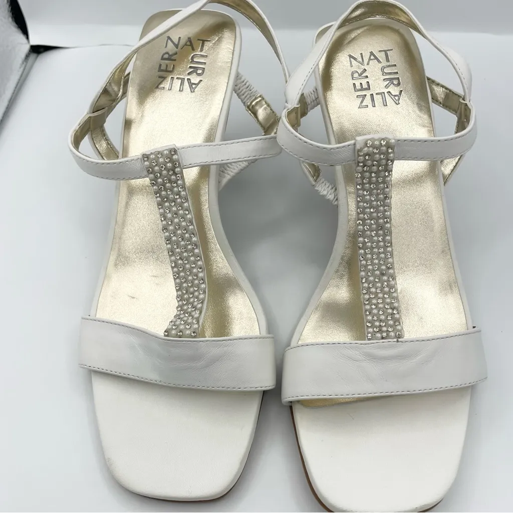Naturalizer Skylar white slingback T-strap dress heel sandals women’s Size 9M - Image 8