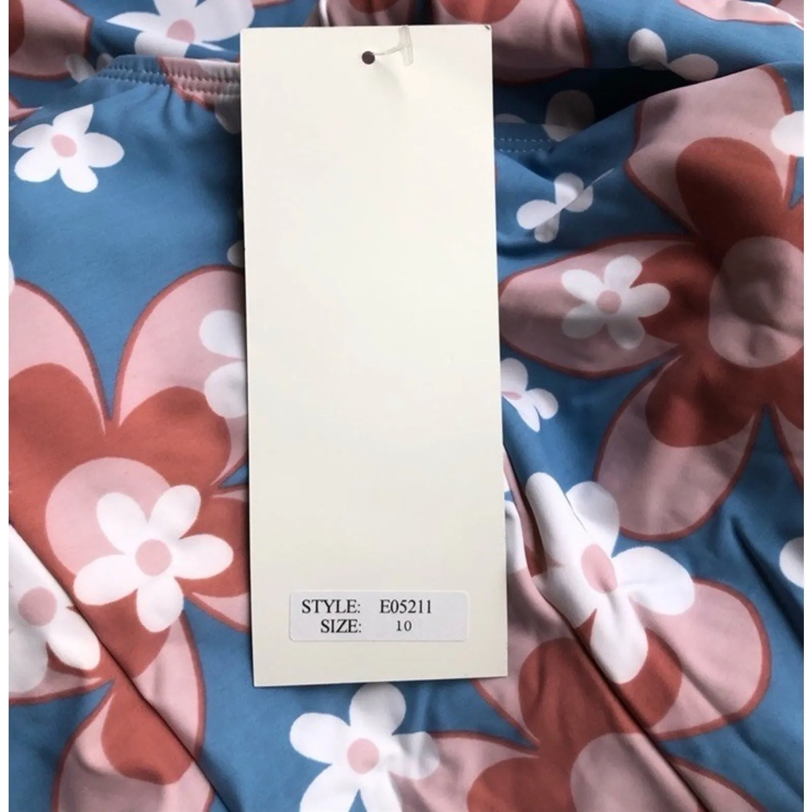 Esther Williams NWT Retro Floral Swim Dress One Piece w/ Shorts Size 10 Blue - Image 8