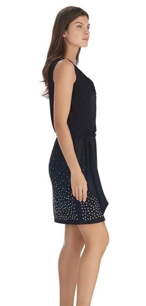 WHBM Sleeveless Embellished Beaded Studded Blouson Black Dress XS - Image 7