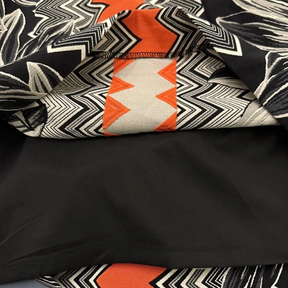 Designer Milly Floral Aesthetic Chevron Black / White / Orange Halter Dress Sz 4 - Image 13