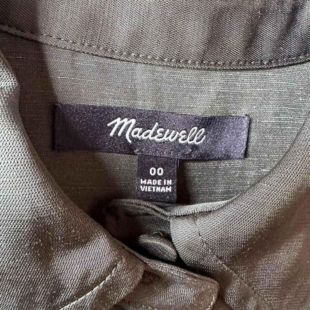 Madewell Western Shirt in Linen Blend Mossy Umber Size 00 - Image 7