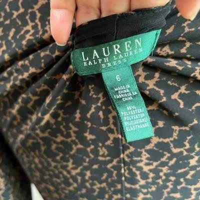 Lauren Ralph Lauren Women's Ruched Leopard Ruched Sheath Career Dress Size 6 - Image 6