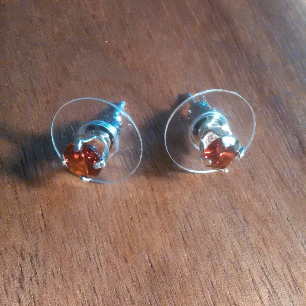 Red Simulated Diamond Sterling Silver Stud Earrings - Image 4