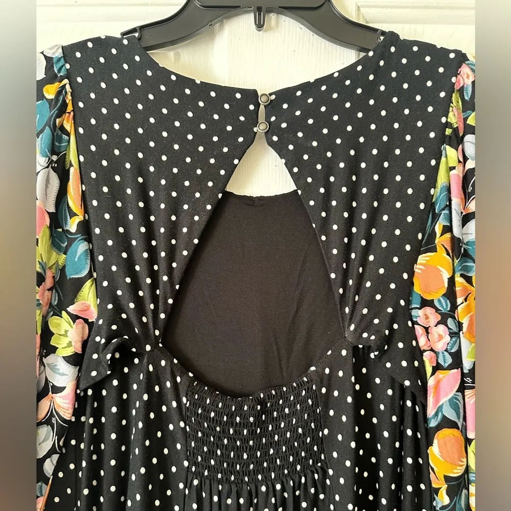 Maeve by Anthropologie ’Sawyer’ polka dot dress with floral sleeves, medium - Image 5