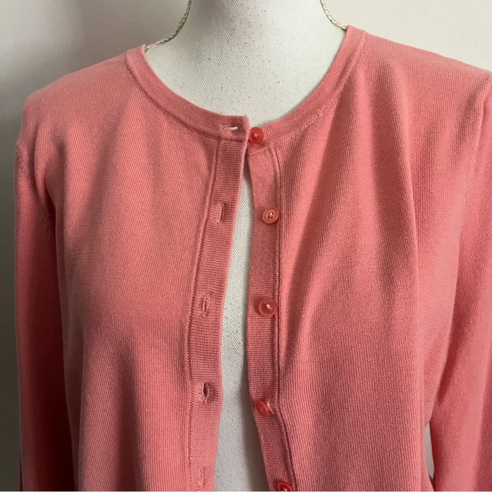 Talbots • Coral Peach Cardigan Sweater - Image 2