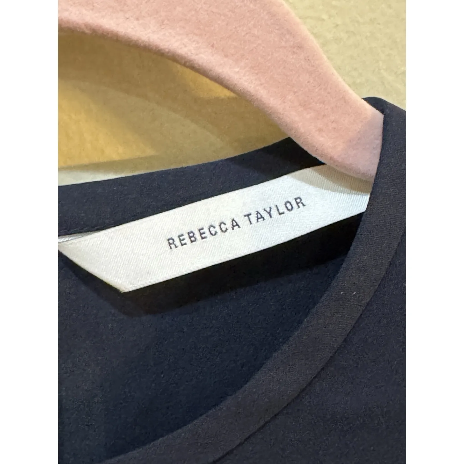 Rebecca Taylor Lace Silk T‎ Shirt Blouse Blue Size XS - Image 4