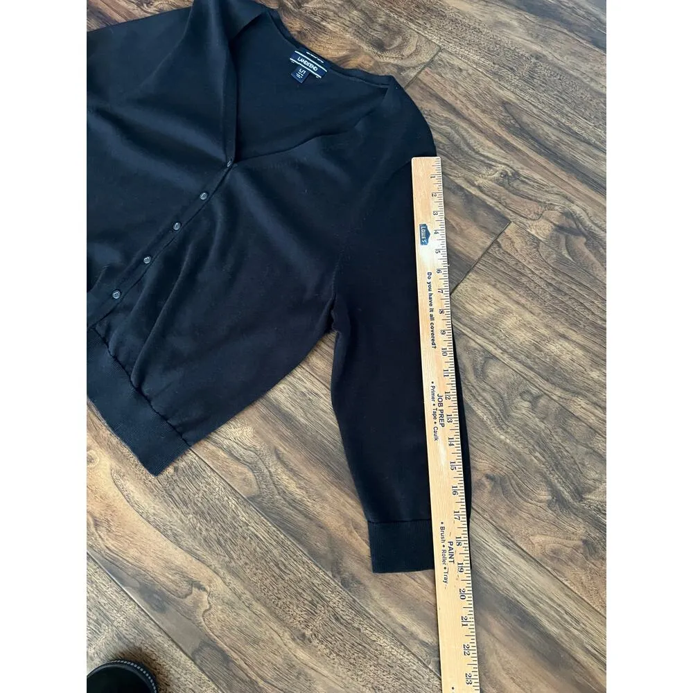 Land's End womens size L sweater pima cotton navy button-up office wear - Image 5