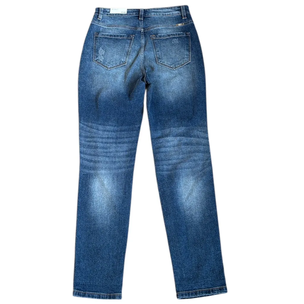 NWT KanCan Super High Rise Destructed Mom Jeans Size 27 Blue - Image 9