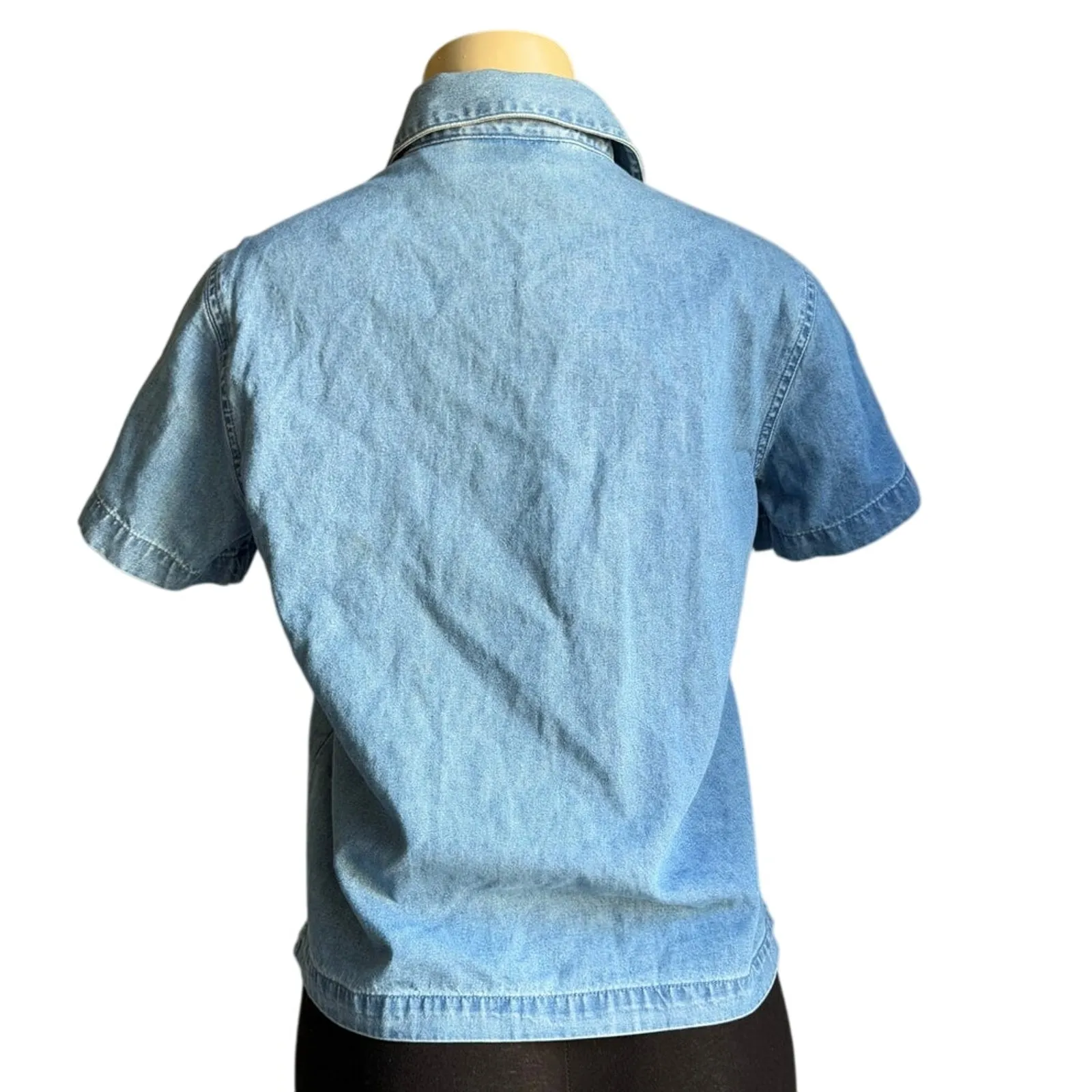 Vintage Lemon Grass Denim Shirt Jacket Embroidered Floral Women's PM NWT Blue Size M - Image 3