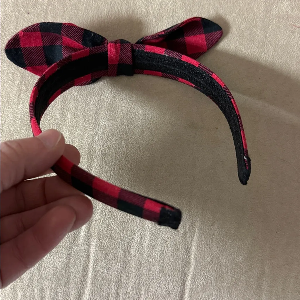 Plaid Red and Black Adult Headband - Image 3