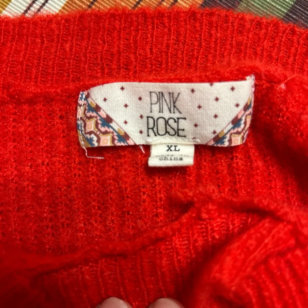 Pink Rose Vibrant Red Crew Neck Sweater - Image 6