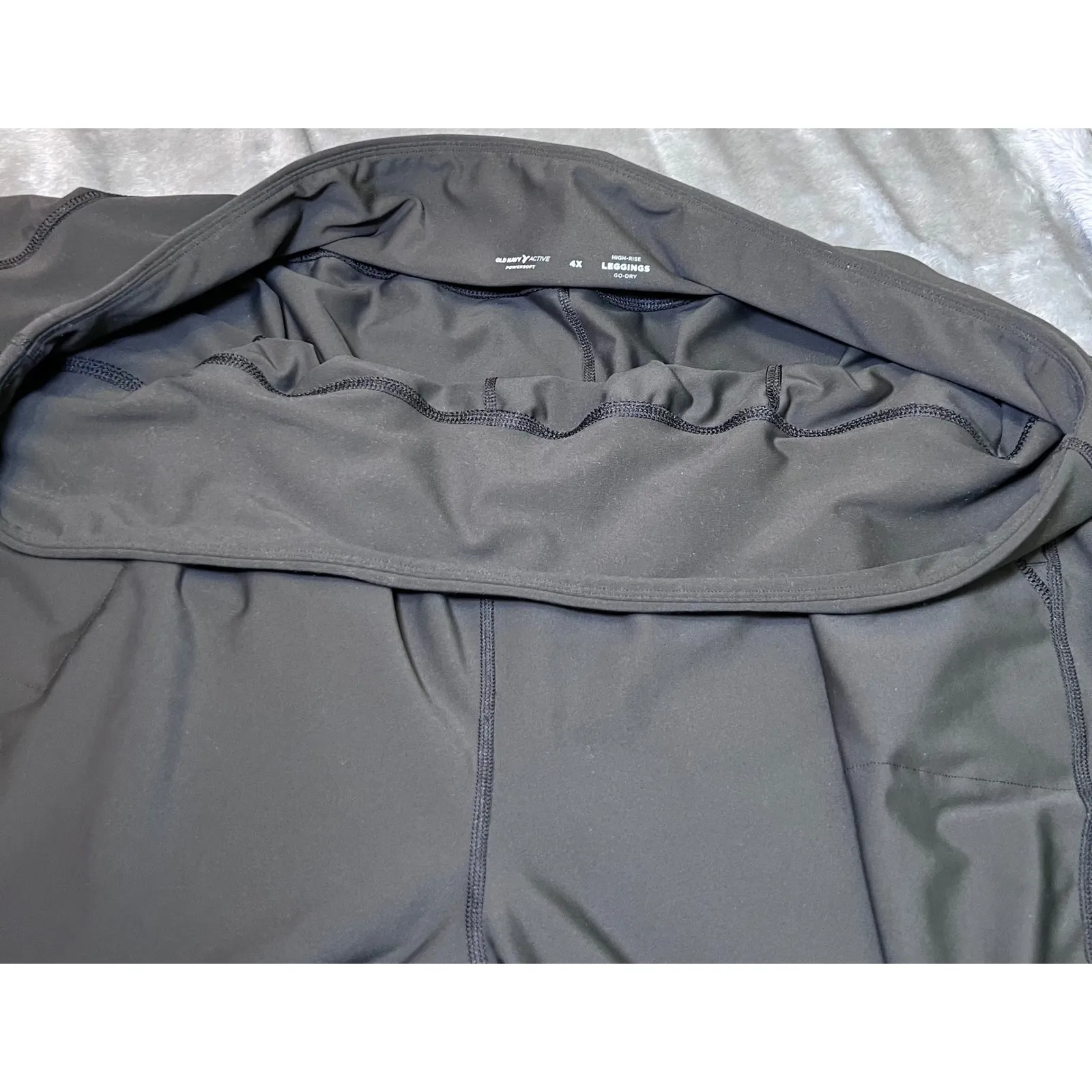 Old Navy Active PowerSoft High Rise Go Dry Leggings Women 4X Gray Jogger Style - Image 6