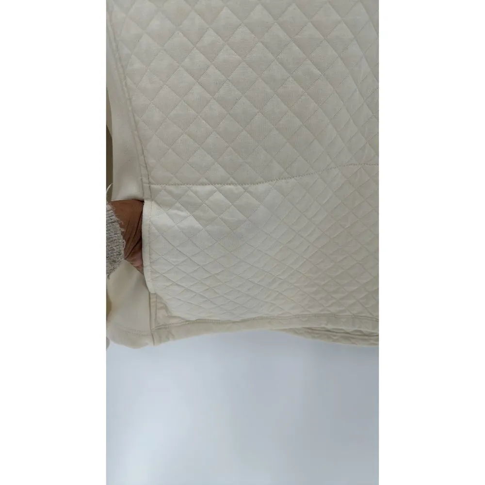 LL Bean Sweater size S Petite cream Pullover Outdoor Mock Neck quilted - Image 5