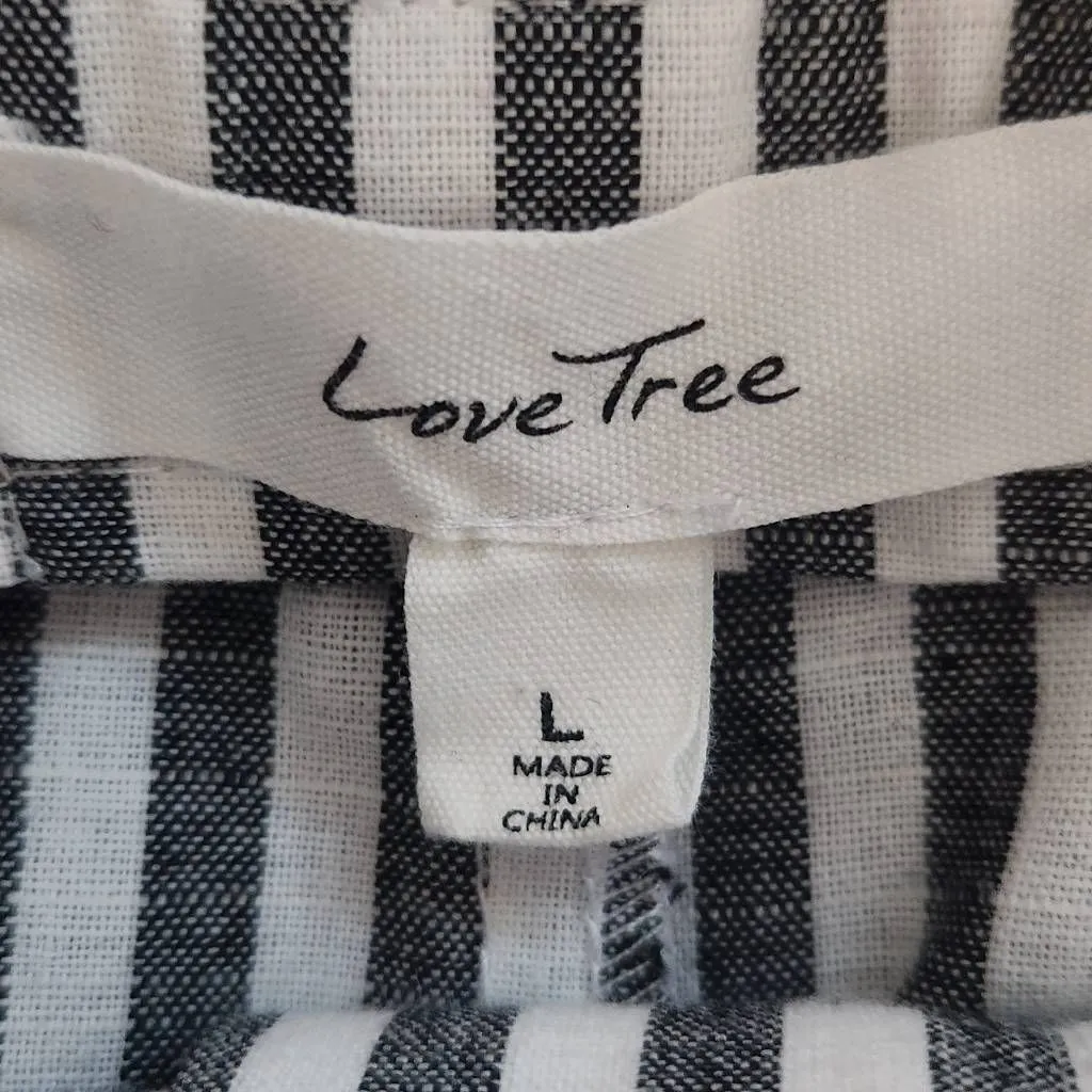 Love Tree Black and White Striped Preppy Shorts with Tie Waist Size Large - Image 6