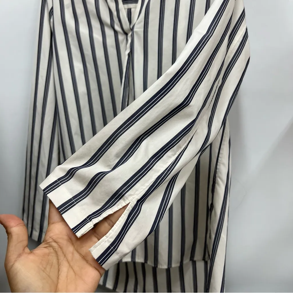 Lands' End Women's M 10-12 no iron supima Striped Blouse 100% Cotton top - Image 11