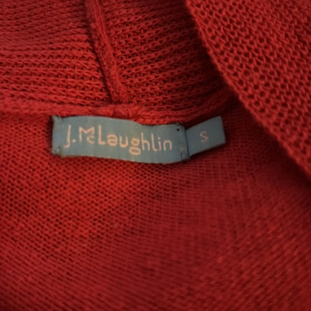 Linen Open Concept Ribbed Cardigan Sz S Shawl Collar Coral - Image 4