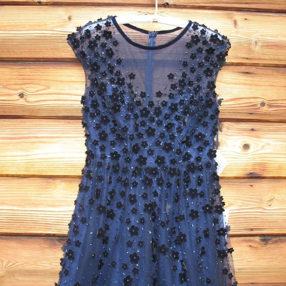 Mac Duggal 67910 Womens EMBELLISHED ILLUSION HIGH NECK CAP SLEEVE MIDI DRESS - Image 9