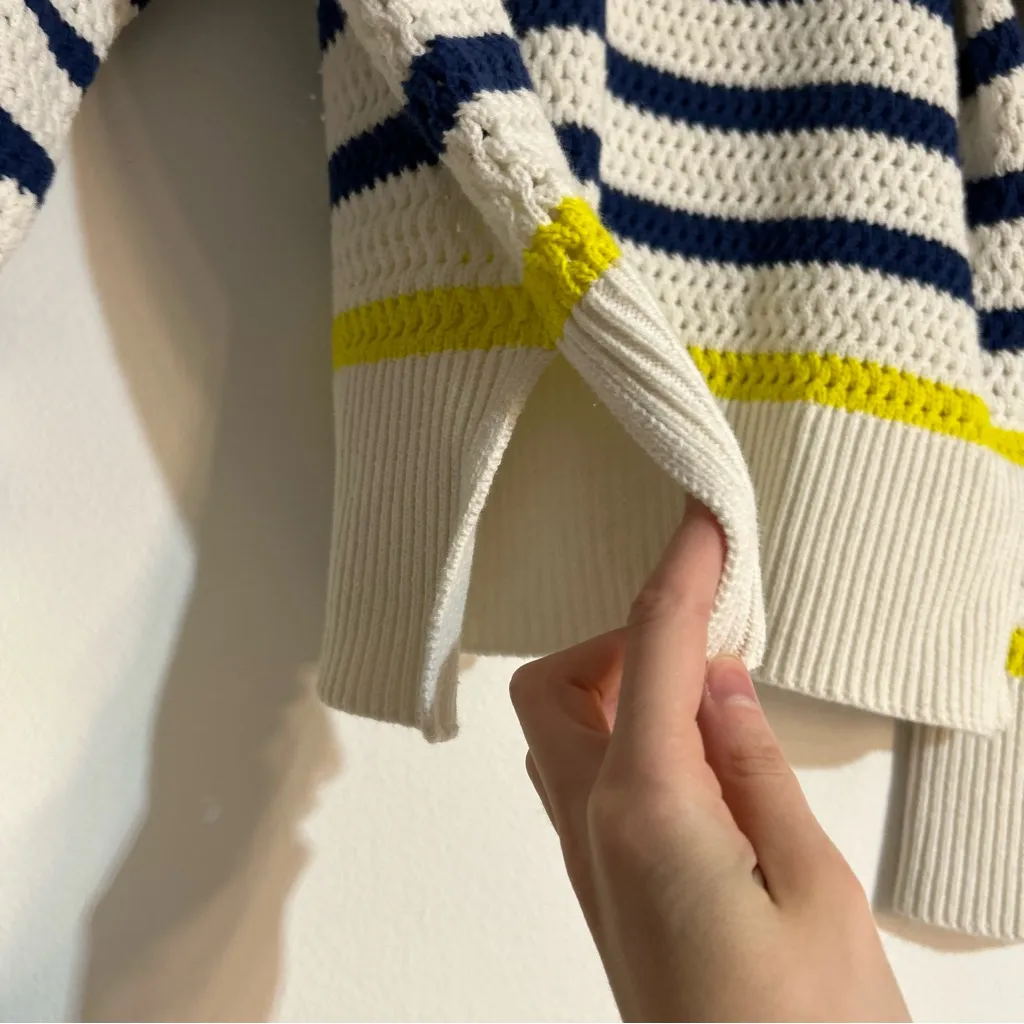 Kerri Rosenthal Striped Smiley Face Embroidered Knit Sweater Size XL White - Image 5