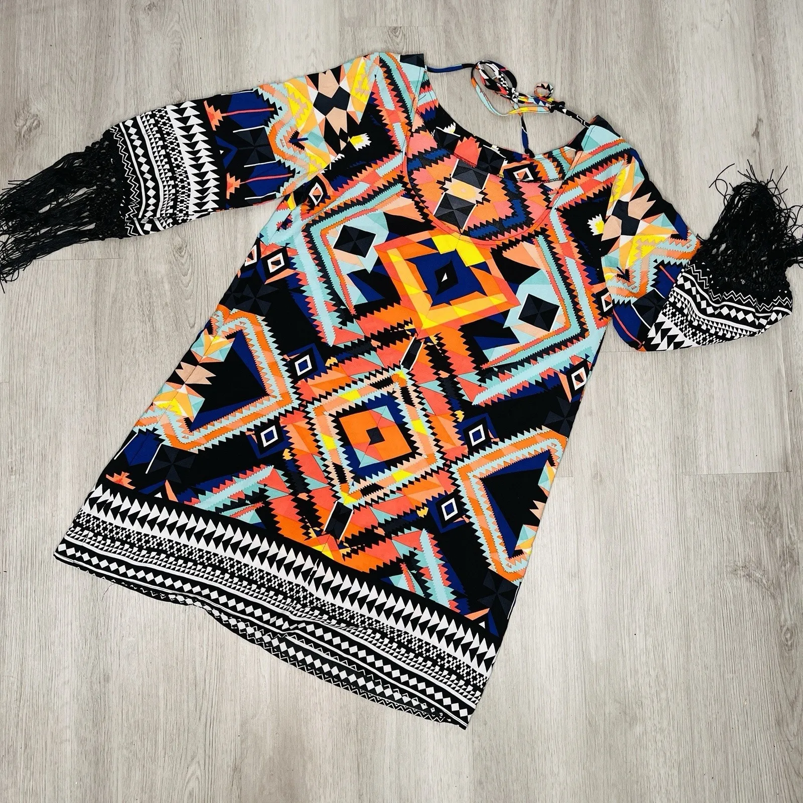 Gb Dillard Hippy boho mini dress Size Large - Image 9