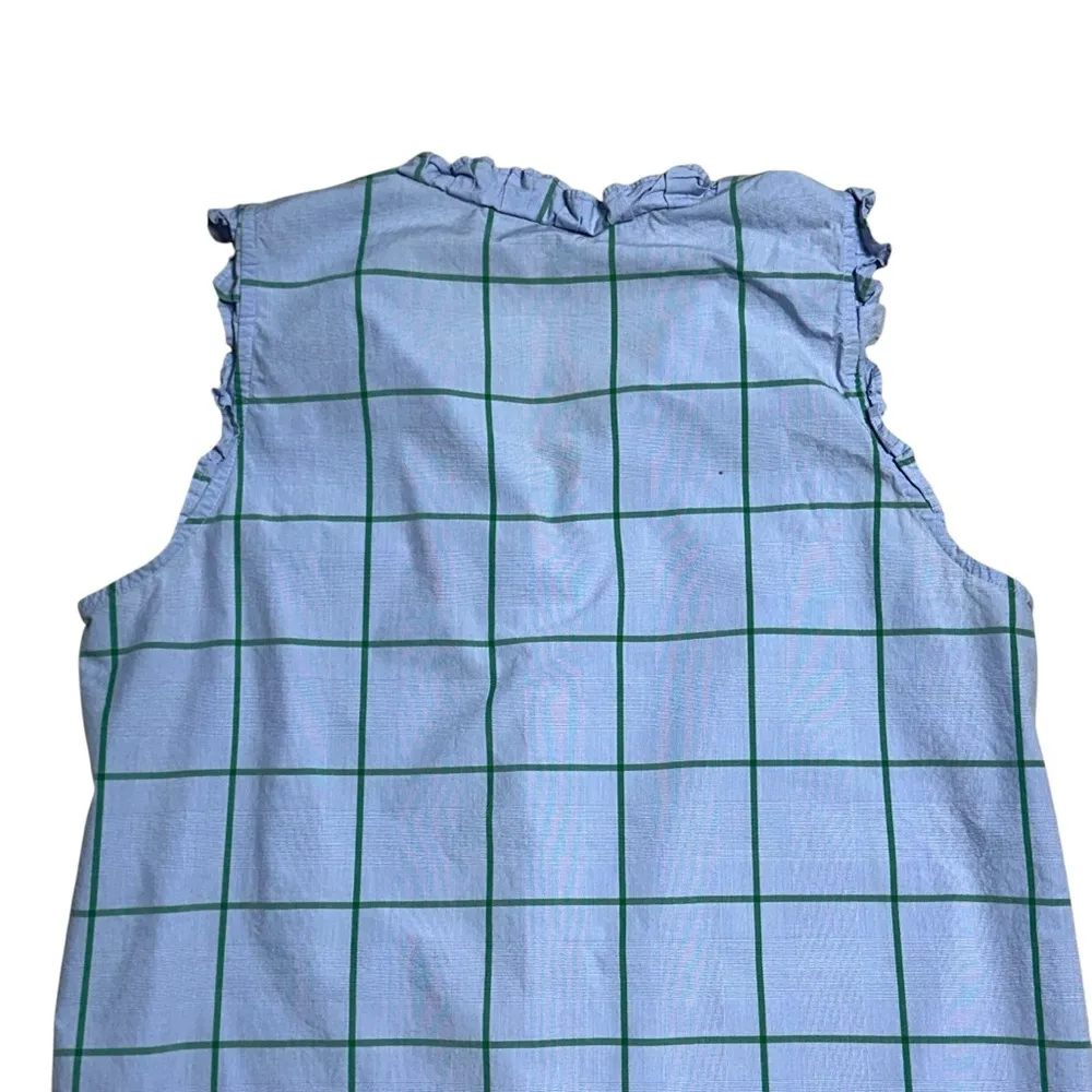 J. Crew Blue & Green Windowpane Sleeveless Blouse Women’s US 6T - Image 7