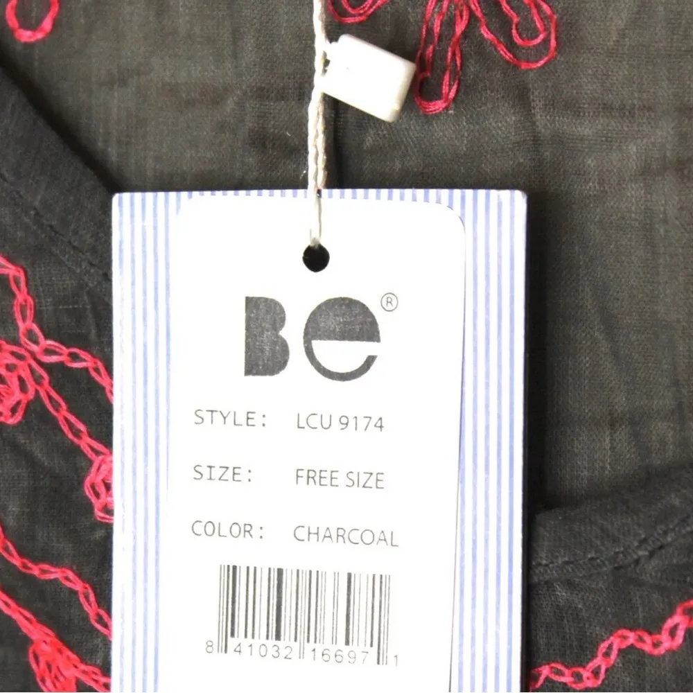 Beach By Exist Gray Pink Tassle 3/4 Sleeve Embellished Tunic Coverup - Image 5