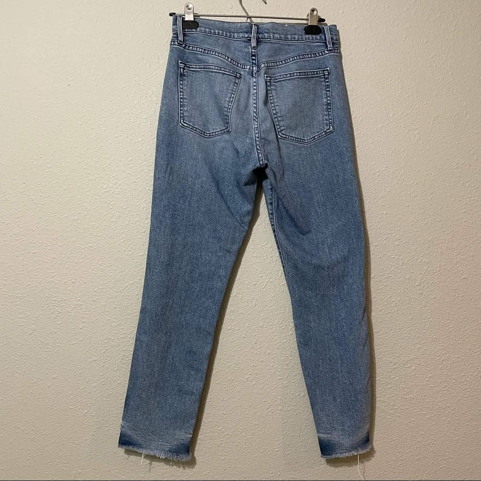 3X1 High Rise Straight Leg Raw Hem Jeans Womens 27 Blue Denim Luxury Casual - Image 8