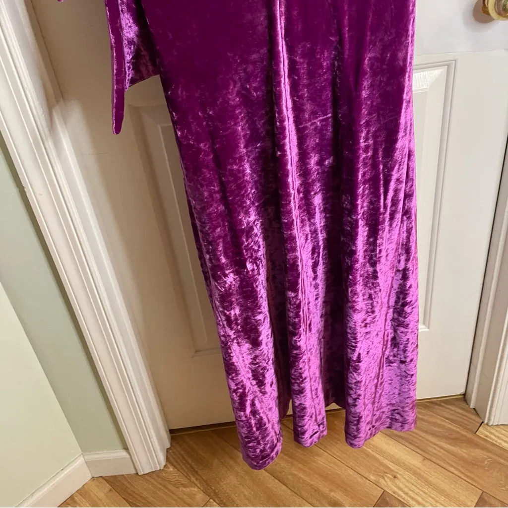 The Attico Rich Purple Velvet Dress With Gathered Front & Slit Size 38 IT new - Image 11