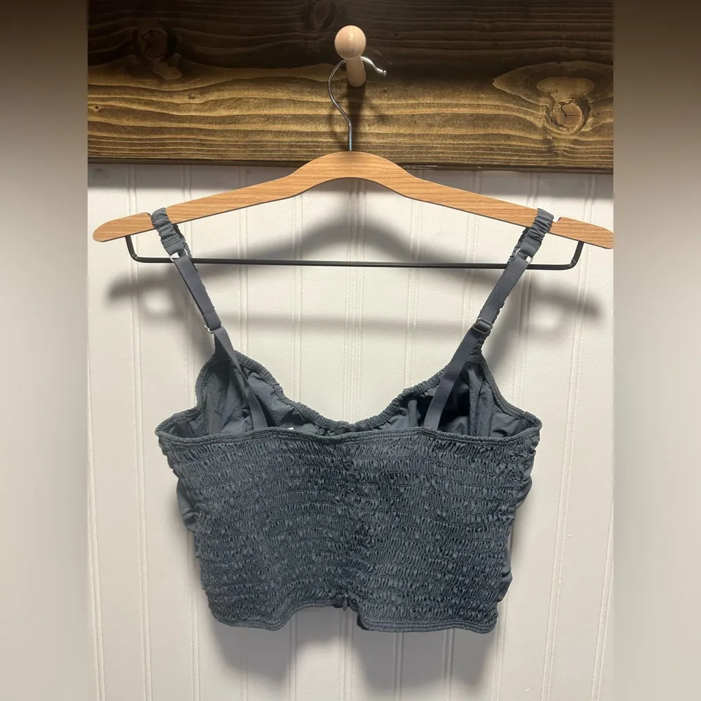 Gilly Hicks Dark Gray Corset top baby doll sz m smocked coquette whimsygoth - Image 2