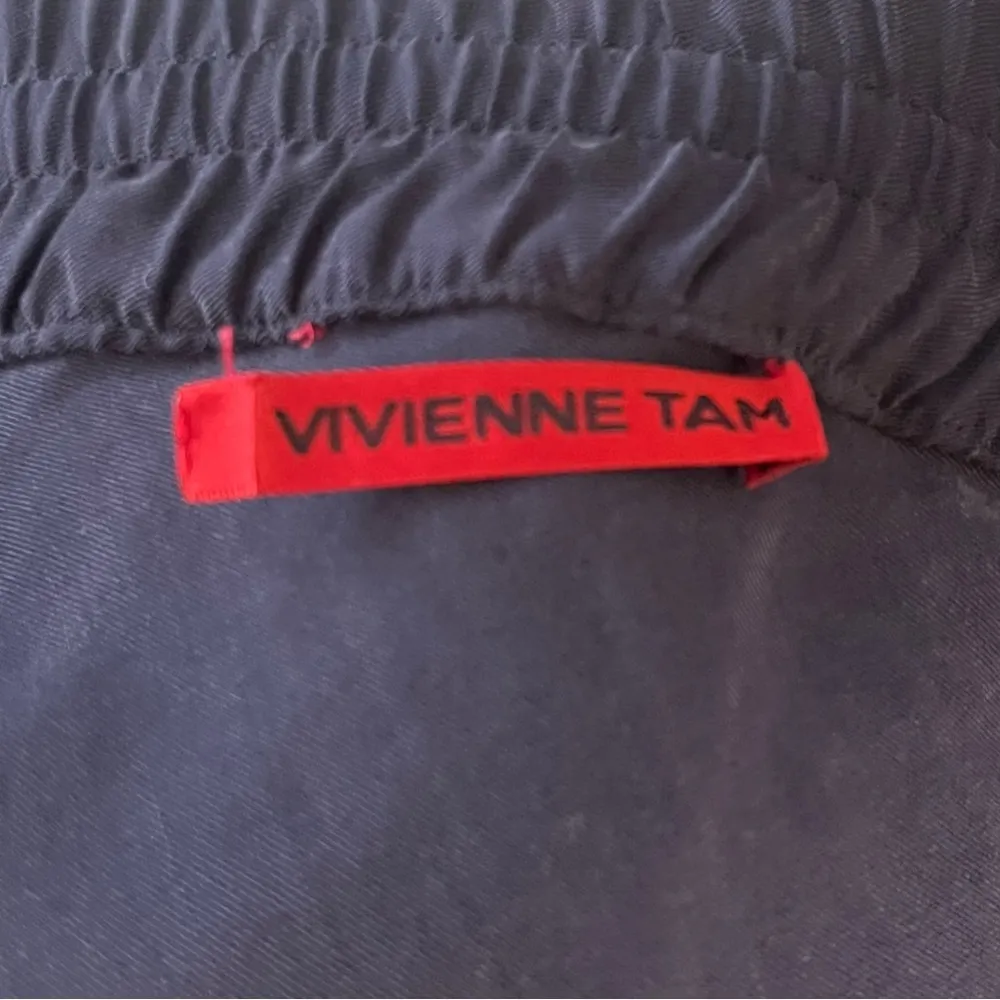 Vivienne Tam Navy Blue Drost Frost Asymmetrical Wrap Skirt - Image 7