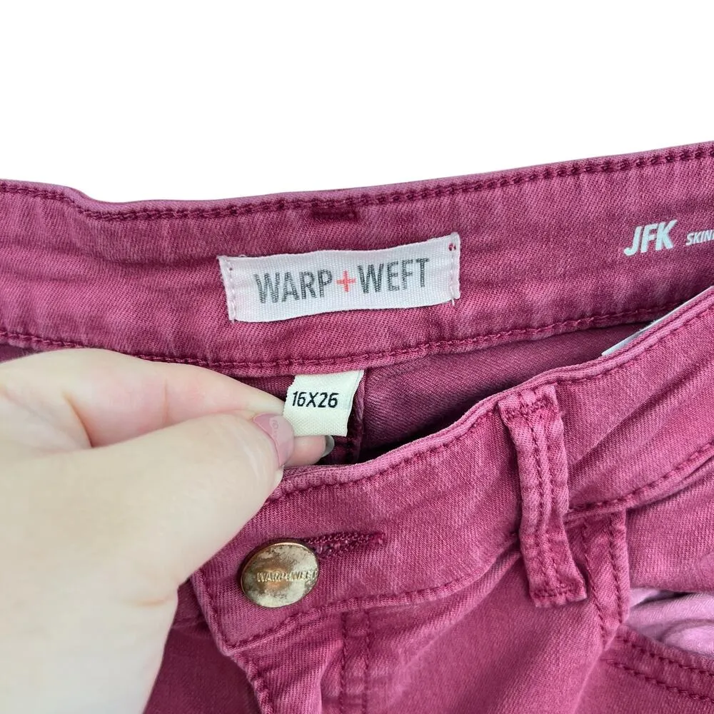 Warp and Weft JFK New York City Skinny Jeans‎ Sangria Red Size 16 x 26 - Image 6