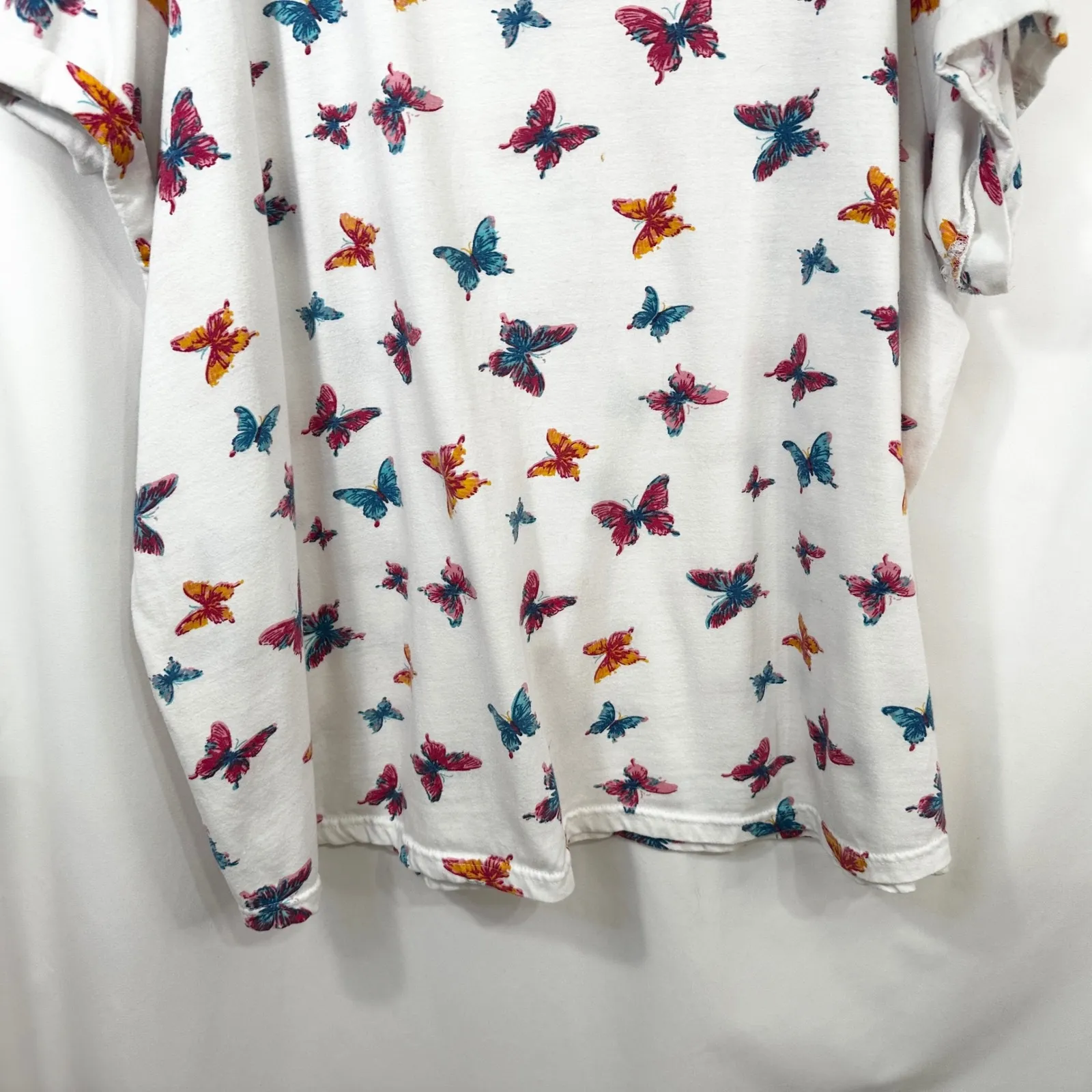 Woman Within Plus Size 30/32 Top 3X Butterfly Print‎ V-Neck Short Sleeve Tee 707 - Image 7