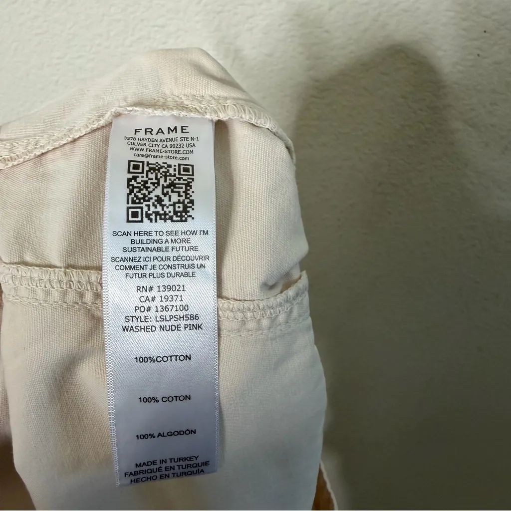 Frame Slouch Patch Pocket Shorts Raw Hem Washed Nude Pink Womens Size 28 - Image 6