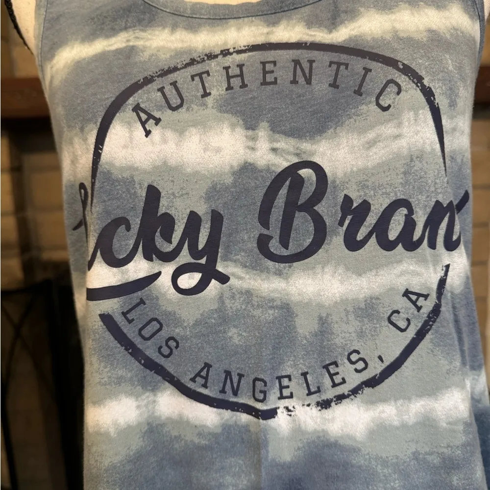 LUCKY BRAND Los Angeles Blue & White Bleached Striped Tank Top - Large - Image 2