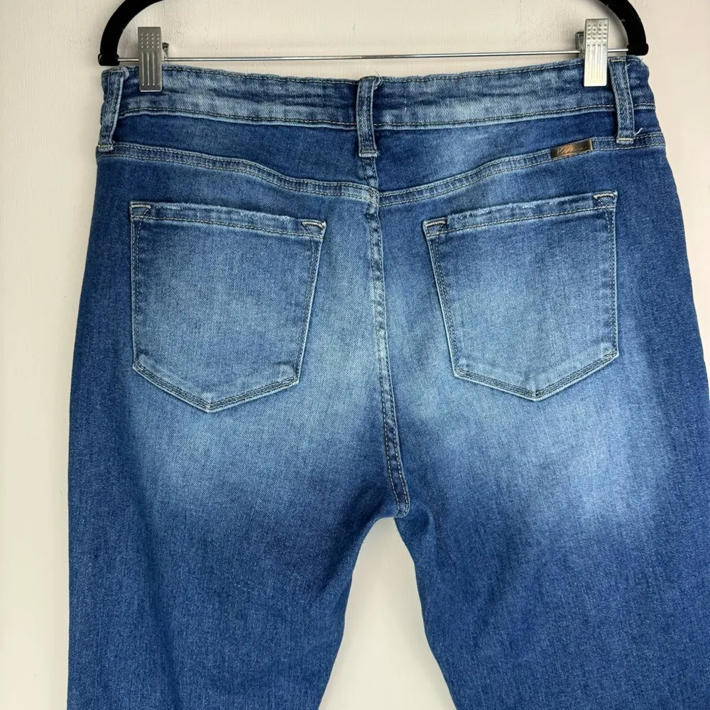 Kancan Womens Crop Kickboot Flare Jeans Sz 31 Dark Wash Stretch Denim Blue - Image 8