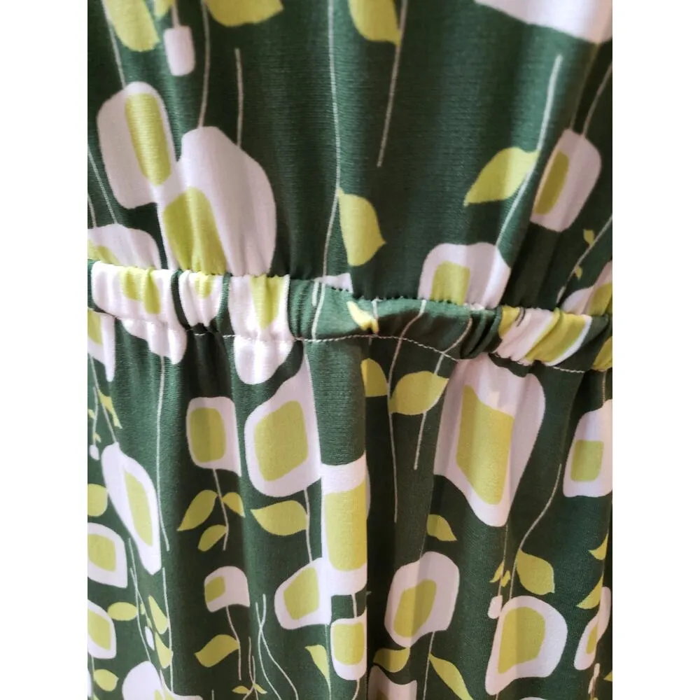 Uncle Frank Women's Size M Green Floral Print Dress Polyester Spandex Casual - Image 9