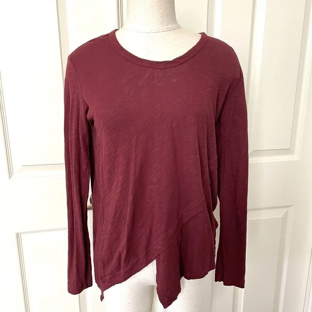 Anthro Left of Center burgundy Sunday morning top - Image 2