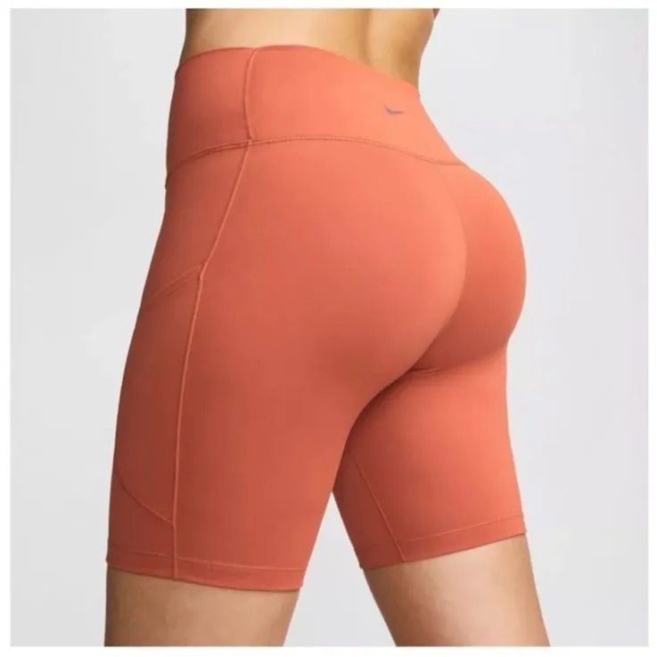 Nike One High-Waisted 8" Biker Shorts With Pockets Burnt Sunrise Size  XS - Image 2