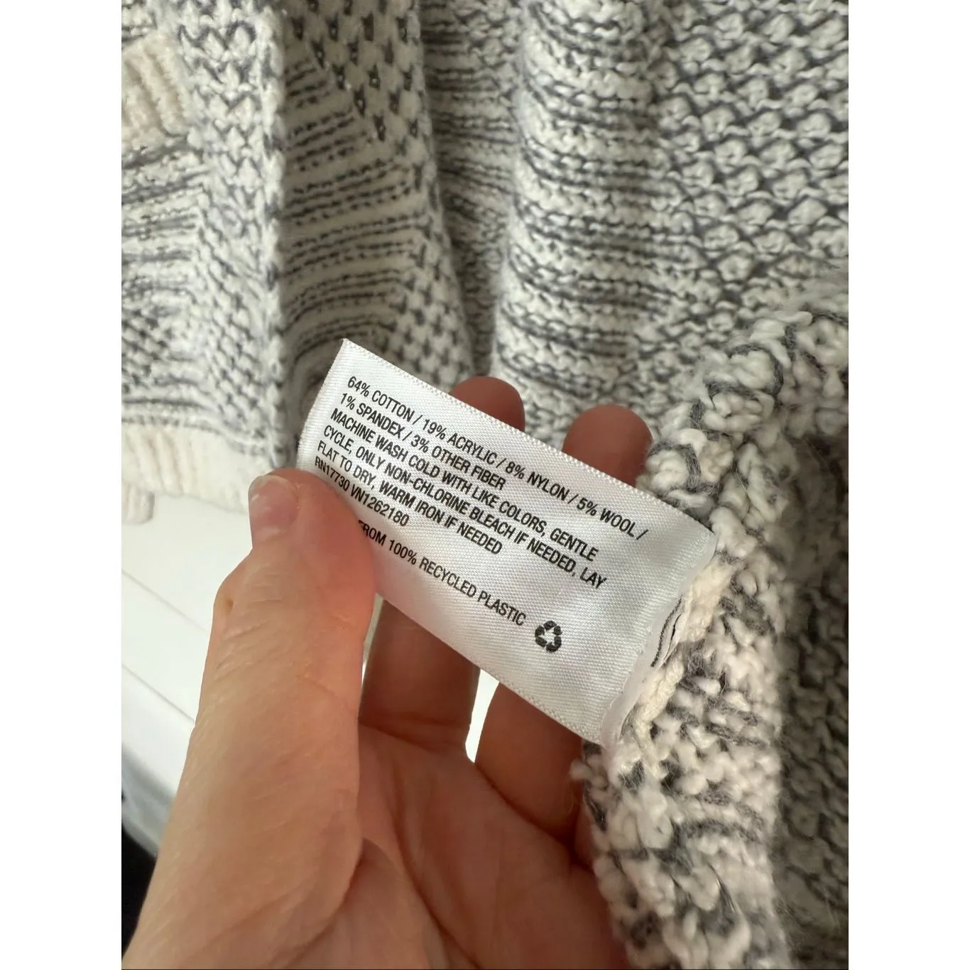 a New Day Women’s Medium Wool Blend Gray White Cardigan Sweater - Image 3