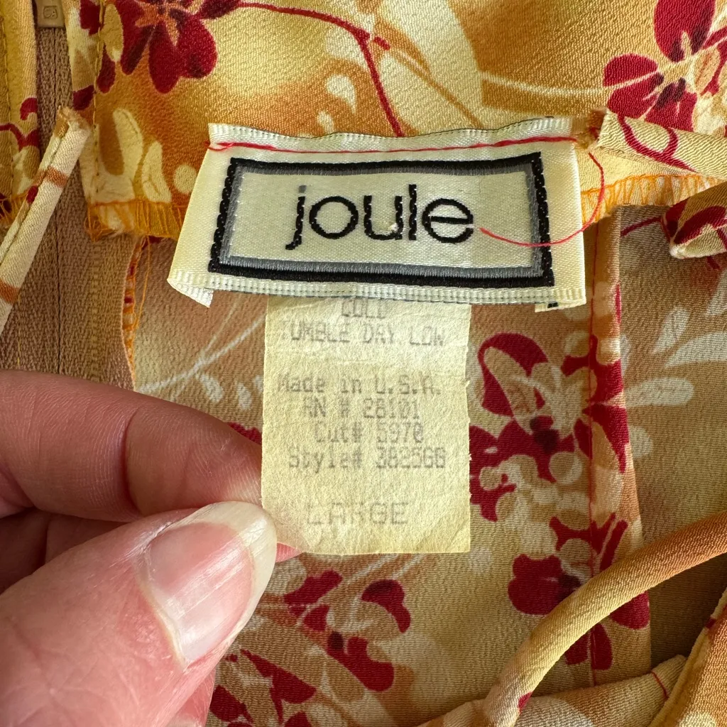 Vintage 90s Joule Orange Red Tie Strap Ruffle Bottom Slip Dress Size Large - Image 7